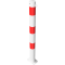 Barrier posts | Steel tube  76 x 2,6 mm | stationary, to be fixed by plugs | hot-dip galvanized and white coated withthree red reflecting stripes | with 1 eyelet